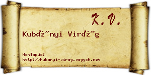 Kubányi Virág névjegykártya